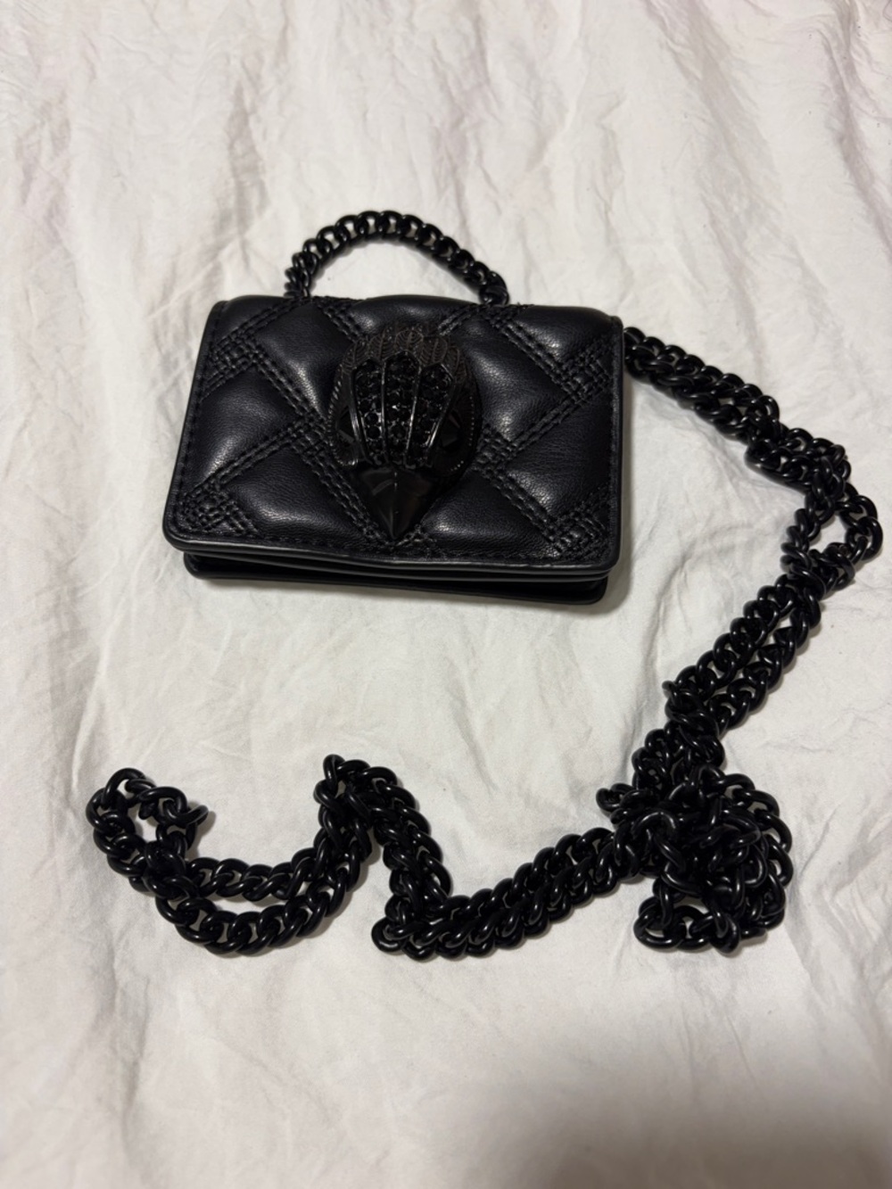 KURT GEIGER MICRO KENSINGTON DRENCH QUILTED CROSSBODY BAG